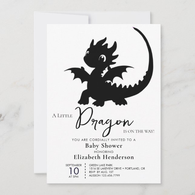 Invitación Cute Dragon Boy Baby Shower (Anverso)