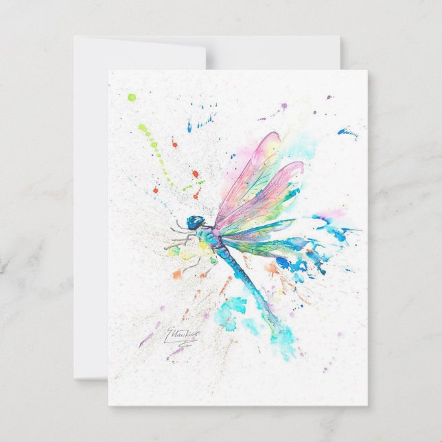 Invitación Cute Dragonfly Colorful | Regalo Para Navidades  (Anverso)