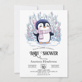 Invitación Cute Dreamy Penguin Baby Shower