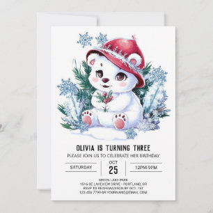 Invitación Cute Dreamy Polar Bear Digital Cumpleaños
