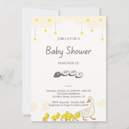 Invitación Cute Duck Baby Shower Illustration Minimal Style