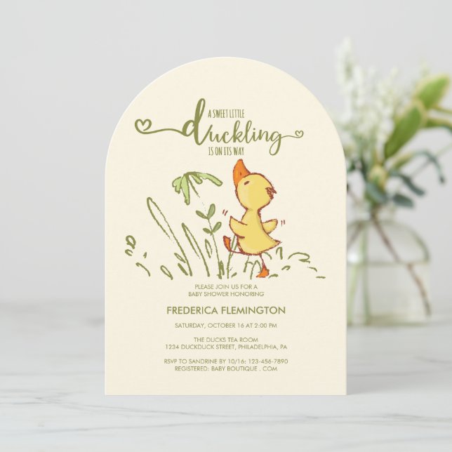 Invitación Cute Duckling Baby Shower (Anverso de pie)