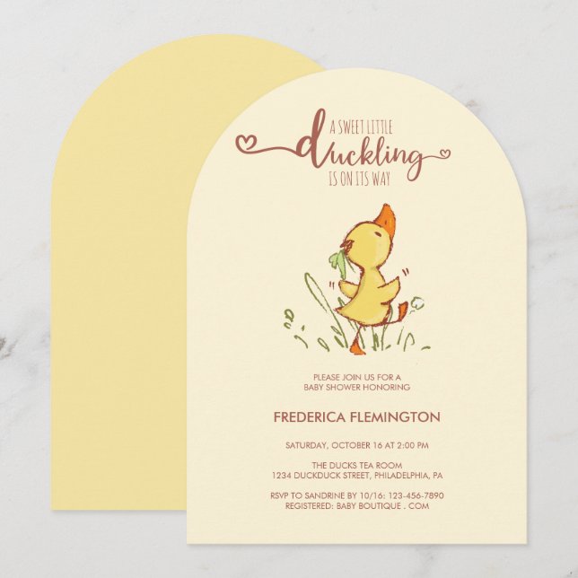 Invitación Cute Duckling Baby Shower (Anverso / Reverso)