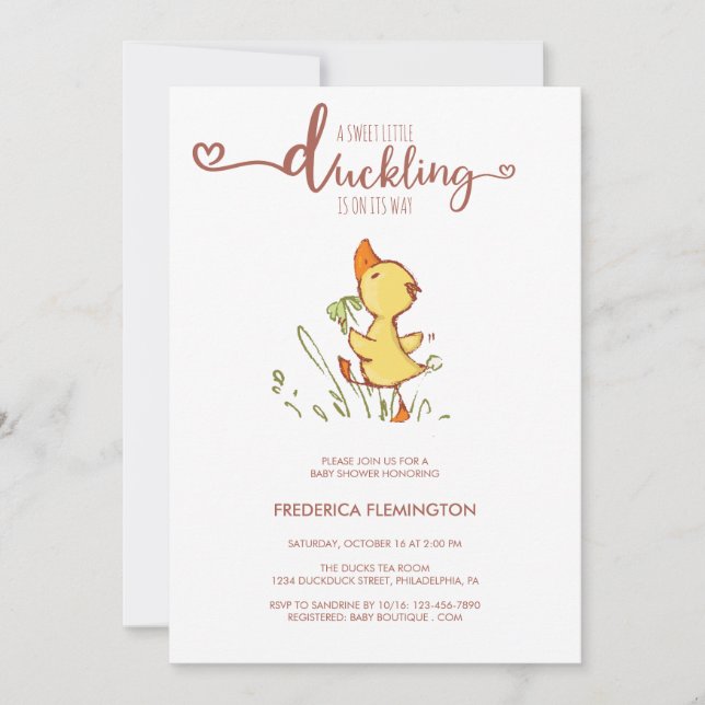 Invitación Cute Duckling Baby Shower (Anverso)