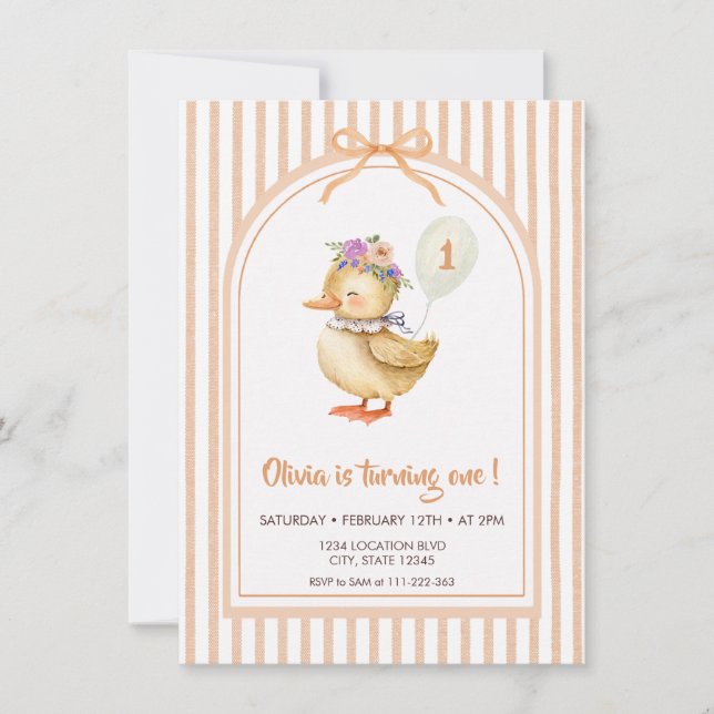 Invitación Cute Duckling Birthday Party Invitation (Anverso)