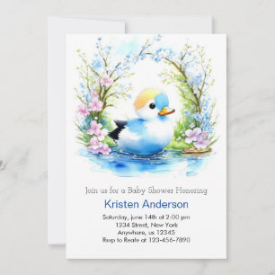 Invitación Cute Duckling Blue Boy Baby Shower