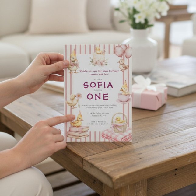 Invitación Cute Duckling First Birthday Invitation (Subido por el creador)