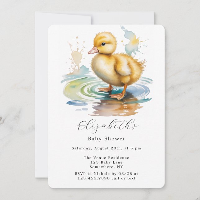 Invitación Cute Duckling Gender Neutral Baby Shower (Anverso)