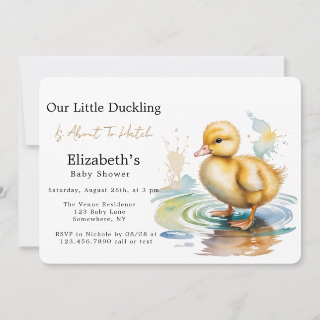 Invitación Cute Duckling Gender Neutral Baby Shower (Anverso)