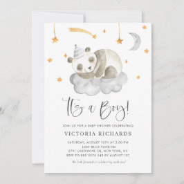 Invitación Cute durmiendo Panda Gray es un niño Baby Shower