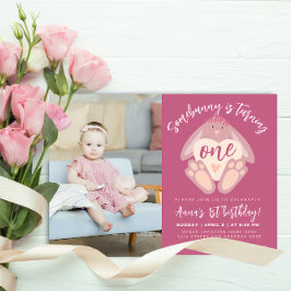 Invitación Cute Dusty Pink Algunos Conejitos Fiesta 1º Día Fo