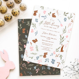Invitación Cute Easter floral conejo pequeño conejo bebé duch