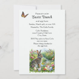 Invitación Cute Easter Rabbit and Egg Hunt Holiday