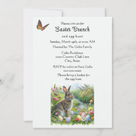 Invitación Cute Easter Rabbit and Egg Hunt Holiday 