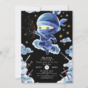 Invitación Cute Editable Ninja Cumpleaños