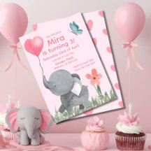 Cute Elefante con Globo Cumpleaños