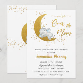 Invitación Cute Elefante estamos en el Baby Shower de Moon Bo