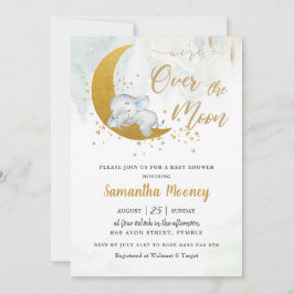 Invitación Cute Elefante estamos en el Baby Shower de Moon Bo