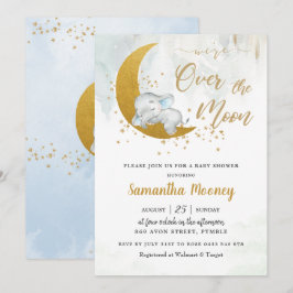 Invitación Cute Elefante estamos en el Baby Shower de Moon Bo