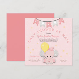 Invitación Cute Elefante Rosa Baby Shower Por Correo