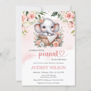 Invitación Cute Elephant Baby Girl Baby Shower