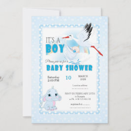 Invitación Cute Elephant Baby Shower Invitation. It is a boy