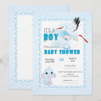 Invitación Cute Elephant Baby Shower Invitation. It is a boy