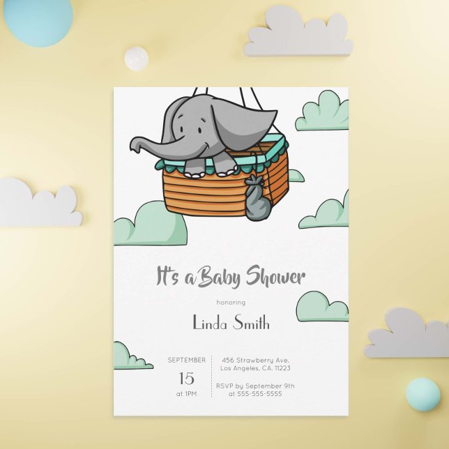 Invitación Cute Elephant Boy Baby Shower (Subido por el creador)