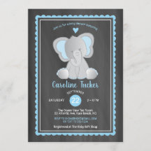 Cute Elephant Chalkboard Baby Shower