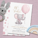 Invitación Cute Elephant Chica Balloon Baby Shower<br><div class="desc">¿Estás buscando ideas sobre el hermoso tema de la ducha de bebé para una futura mamá de una niña? Echa un vistazo a esta invitación a Baby Shower de elefante rosa lindo Chica elefante. Cuenta con un bonito elefante acuático con un globo rosa. En la parte trasera, se encuentra un...</div>