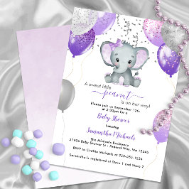 Invitación Cute Elephant Chica Balloons Baby Shower