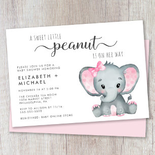 Invitación Cute Elephant Chica Couples Baby Shower