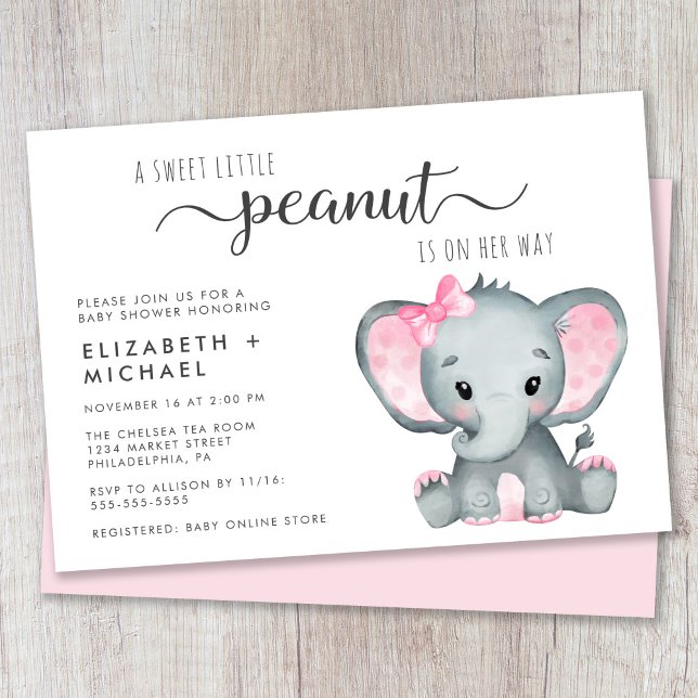 Invitación Cute Elephant Chica Couples Baby Shower (Subido por el creador)