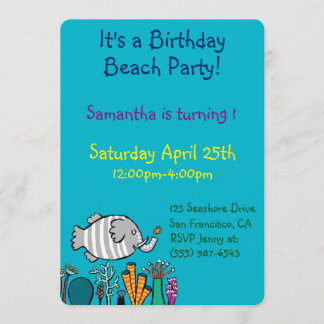 Invitación Cute Elephant Fish Scene with Coral