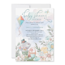 Cute Elephant Florals Baby Shower Picnic Boy