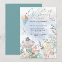 Cute Elephant Florals Baby Shower Picnic Boy