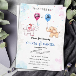 Invitación Cute Elephant Gender Reveló