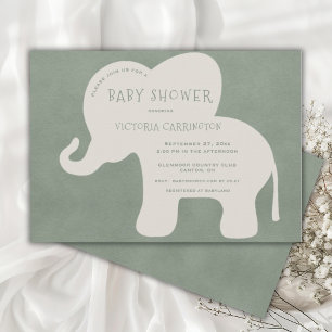 Invitación Cute Elephant Green Baby Shower