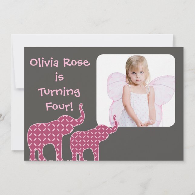 Invitación Cute Elephant Shapes Kids Birthday Fiesta Invitar (Anverso)