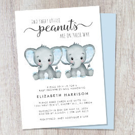 Invitación Cute Elephant Twin Boys Baby Shower Por Correo