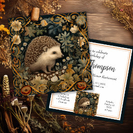 Invitación Cute Erizo en el estilo de William Morris