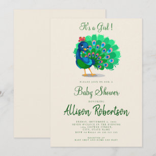 Invitación Cute, es un Baby Shower acuarela Chica