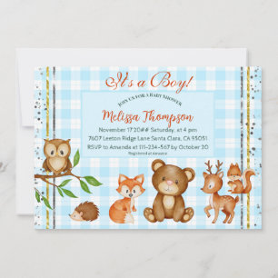 Invitación Cute, es un niño amigo forestal de animales de Woo