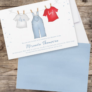 Invitación Cute, es un Personalizado de Baby Shower azul
