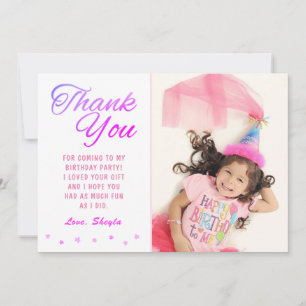 Invitación Cute Estrella Rosa Chica de Cumpleaños Foto Gracia