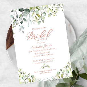 Invitación Cute Eucalyptus Greenery Bridal Tea Fiesta
