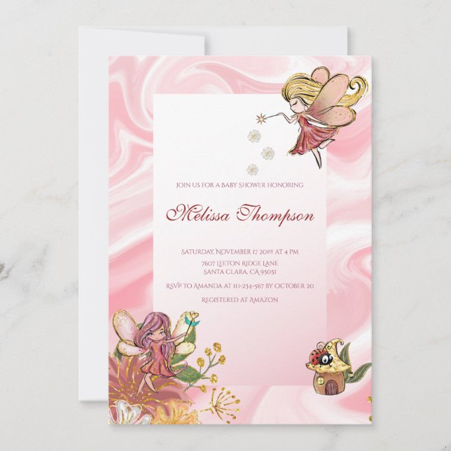 Invitación Cute Fairies Woodland Magic Forest Baby Shower (Anverso)