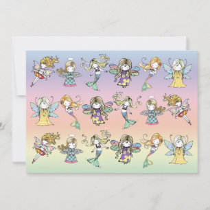 Invitación Cute Fairy Mermaid Angel Fiestas Ivitaciones