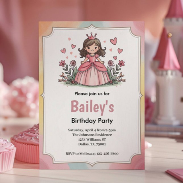 Invitación Cute Fairytale Princesa Chica Cumpleaños (Subido por el creador)