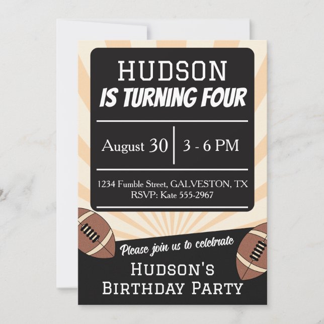 Invitación Cute Fall Football Birthday Party Invitation Boys (Anverso)